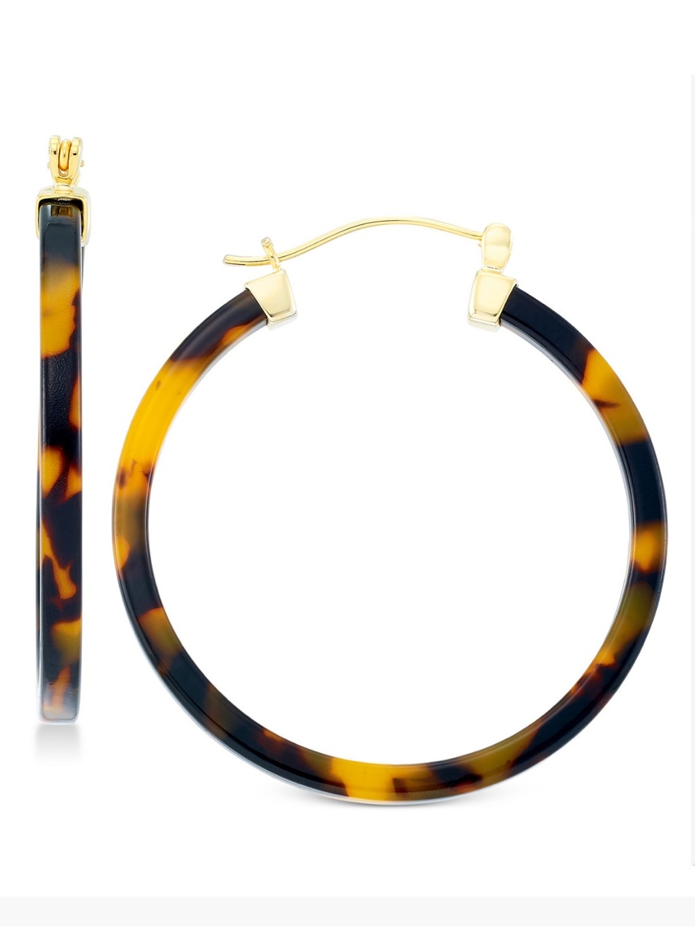☀️SALE
Tortoiseshell-Look Lucite Hoop Earrings in 18k Gold over Sterling Silver